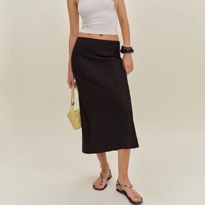 Reformation Layla Linen Skirt Black - Size XS